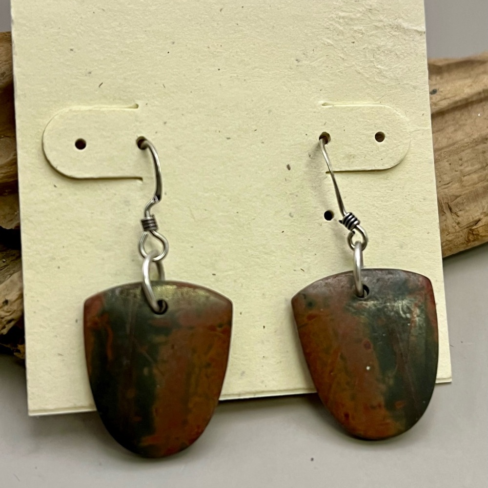 Vibrant Rust and Green Cherry Creek Gemstone Teardrop Earrings